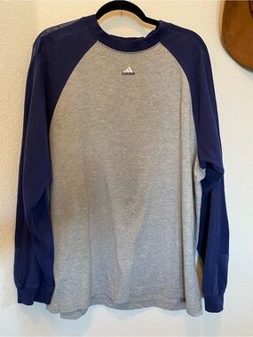 Adidas Gray Body Navy Raglan Long Sleeve Top